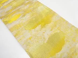 雲に草花模様織り出し　袋帯